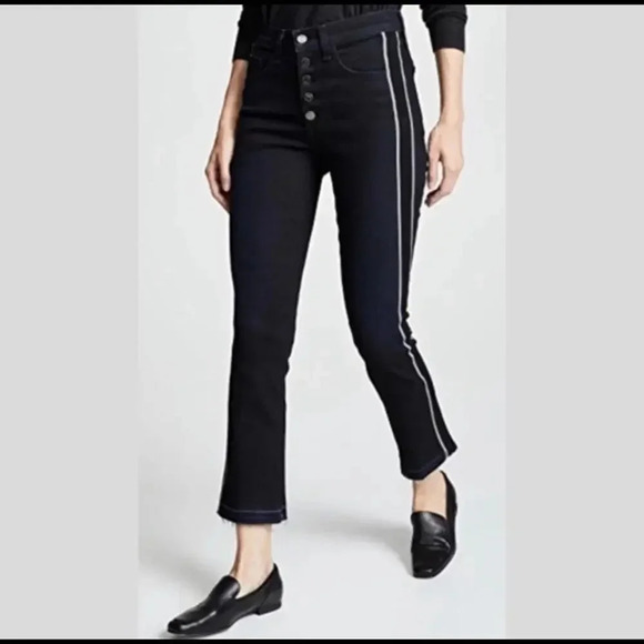 Veronica Beard Carolyn Baby Boot Jeans Smoke Fray Stripe Size 26 - Picture 1 of 8